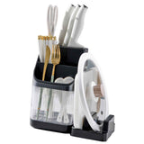 Multifunctional Kitchen Storage Rack Kitchen Countertop Cutting Board Pot Cover Chopsticks Forks Spoons Holder Advanced Black In Australia - Darrahopens