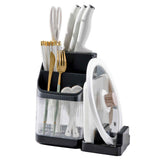Multifunctional Kitchen Storage Rack Kitchen Countertop Cutting Board Pot Cover Chopsticks Forks Spoons Holder Advanced Black In Australia - Darrahopens