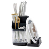 Multifunctional Kitchen Storage Rack Kitchen Countertop Cutting Board Pot Cover Chopsticks Forks Spoons Holder Advanced Black In Australia - Darrahopens