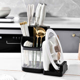 Multifunctional Kitchen Storage Rack Kitchen Countertop Cutting Board Pot Cover Chopsticks Forks Spoons Holder Advanced Black In Australia - Darrahopens