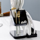 Multifunctional Kitchen Storage Rack Kitchen Countertop Cutting Board Pot Cover Chopsticks Forks Spoons Holder Advanced Black