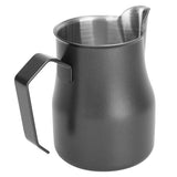 Milk Frothing Pitcher Coffee Steaming Pitcher 304 Stainless Steel Coffee Milk Cup Milk Frother Cup Olecranon Type Outlet Black 350ML