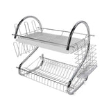 Dish Rack 2 Tier Bowl Dish Drainer Neat Organization Rust Prevention Kitchen Drying Rack Water Cup Style