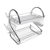 Dish Rack 2 Tier Bowl Dish Drainer Neat Organization Rust Prevention Kitchen Drying Rack Water Cup Style