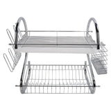 Dish Rack 2 Tier Bowl Dish Drainer Neat Organization Rust Prevention Kitchen Drying Rack Water Cup Style