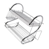 Dish Rack 2 Tier Bowl Dish Drainer Neat Organization Rust Prevention Kitchen Drying Rack Cutting Board Style