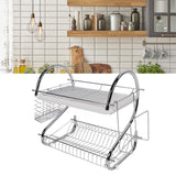 Dish Rack 2 Tier Bowl Dish Drainer Neat Organization Rust Prevention Kitchen Drying Rack Cutting Board Style