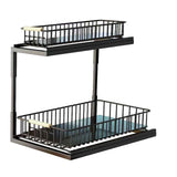 Under Sink Cabinet Shelf Multifunctional Slide Out Double Layer Spice Drawer Storage Sink Shelf for Bathroom Kitchen Black In Australia - Darrahopens