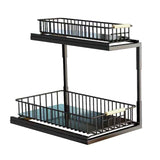 Under Sink Cabinet Shelf Multifunctional Slide Out Double Layer Spice Drawer Storage Sink Shelf for Bathroom Kitchen Black In Australia - Darrahopens