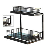 Under Sink Cabinet Shelf Multifunctional Slide Out Double Layer Spice Drawer Storage Sink Shelf for Bathroom Kitchen Black
