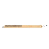 Pizza Oven Brush with Hanging Hole Bamboo Handle Wire BBQ Grill Cleaning Brush with Scraper