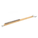 Pizza Oven Brush with Hanging Hole Bamboo Handle Wire BBQ Grill Cleaning Brush with Scraper