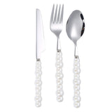 Flatware Cutlery Set Spoons Forks Knifes Utensils Tableware Sets with Ceramic Pearl Handles for Home Restaurant Hotel In Australia - Darrahopens