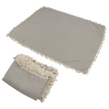 Rectangle Tablecloth Polyester Fiber Decorative Table Cover with Tassel Lace for Home Restaurant Hotel Beige Gray 140x180cm/55.1x70.9in
