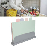 4pcs Color Coded Cutting Boards Set with Holder Double Sided Use Classified Plastic Chopping Board Mats Set
