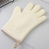 Thickened Silicone Anti Scalding Oven Glove Heat Resistant Silicone Cooking Glove for Microwave Oven Toaster Ivory White In Australia - Darrahopens