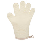 Thickened Silicone Anti Scalding Oven Glove Heat Resistant Silicone Cooking Glove for Microwave Oven Toaster Ivory White