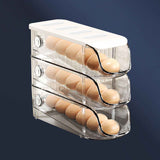 3PCS Egg Container For Refrigerator Plastic Stackable Auto Rolling Egg Holder Storage Box for Household White In Australia - Darrahopens