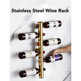 8 Holes Stainless Steel Wall Mounted Wine Rack Wall Bar Wine Bottle Rack Red Wine Storage Rack Gold