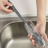 Silicone Bottle Brush Durable Long Handle Baby Bottle Cleaning Brush for Home Kitchen Office Long Grey