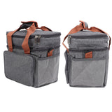 Lunch Bag 2 Deck Messenger Large Capacity Waterproof Leakage Proof 2 Way Zipper Insulated Lunch Box for Picnic Camp Office Grey