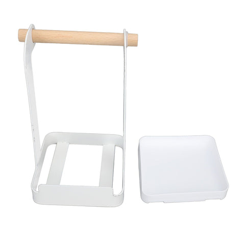 Pot Lid Holder Rack Multifunction Prevent Slip Iron Basin Wood Rack Cooking Tool Spatula Stand Kitchen Organizer White In Australia - Darrahopens
