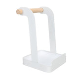 Pot Lid Holder Rack Multifunction Prevent Slip Iron Basin Wood Rack Cooking Tool Spatula Stand Kitchen Organizer White
