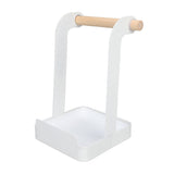 Pot Lid Holder Rack Multifunction Prevent Slip Iron Basin Wood Rack Cooking Tool Spatula Stand Kitchen Organizer White