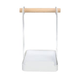 Pot Lid Holder Rack Multifunction Prevent Slip Iron Basin Wood Rack Cooking Tool Spatula Stand Kitchen Organizer White