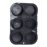 6 Cavity Hamburger Bun Mould Foldable Reusable Bread Mould ‑40℉ to +446℉ Heat Resistance Baking Mould for Kitchen