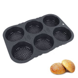 6 Cavity Hamburger Bun Mould Foldable Reusable Bread Mould ‑40℉ to +446℉ Heat Resistance Baking Mould for Kitchen