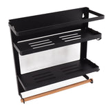 Magnetic Fridge Spice Rack Foldable Multifunctional Adjustable Durable Refrigerator Side Shelf for Kitchen 11.8in Double Tier