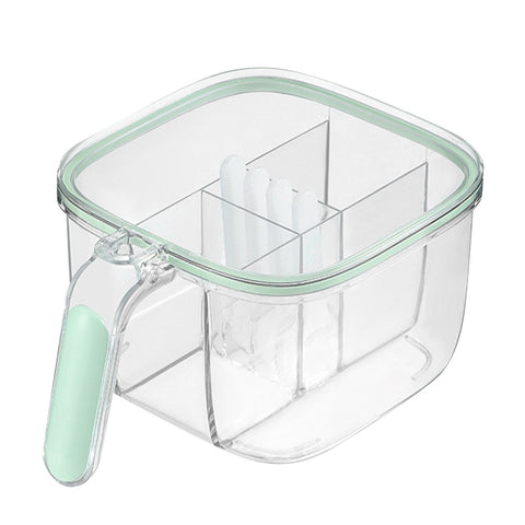 Seasoning Box 4 Compartments Transparent Window Strong PET Seasoning Jar with 4 Spoons for Home Kitchen Cooking Light Green In Australia - Darrahopens