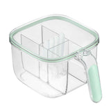 Seasoning Box 4 Compartments Transparent Window Strong PET Seasoning Jar with 4 Spoons for Home Kitchen Cooking Light Green