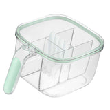 Seasoning Box 4 Compartments Transparent Window Strong PET Seasoning Jar with 4 Spoons for Home Kitchen Cooking Light Green