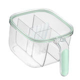 Seasoning Box 4 Compartments Transparent Window Strong PET Seasoning Jar with 4 Spoons for Home Kitchen Cooking Light Green