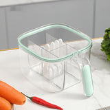 Seasoning Box 4 Compartments Transparent Window Strong PET Seasoning Jar with 4 Spoons for Home Kitchen Cooking Light Green
