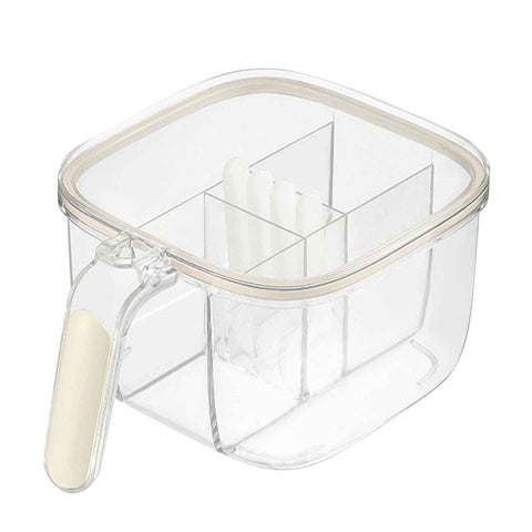 Seasoning Box 4 Compartments Transparent Window Strong PET Seasoning Jar with 4 Spoons for Home Kitchen Cooking Milk Yellow In Australia - Darrahopens