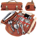 Bartender Tool Bag Bar Kit Bag Waterproof Canvas Multiple Compartments Portable Bartender Roll Up Bag with Shoulder Strap Coffee