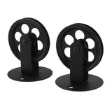2pcs Industrial Pulley Wheels for Plug in Barn Pendant Light Vintage Wall Ceiling Mount Lifting Towing Pulleys Black