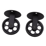 2pcs Industrial Pulley Wheels for Plug in Barn Pendant Light Vintage Wall Ceiling Mount Lifting Towing Pulleys Black