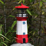 Solar Powered Lighthouse Environmentally Friendly Energy Saving Solar Lighthouse with Rotating Beacon for Garden Decor Red