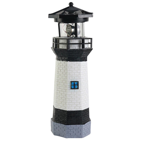 Solar Powered Lighthouse Environmentally Friendly Energy Saving Solar Lighthouse with Rotating Beacon for Garden Decor Black In Australia - Darrahopens