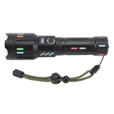 LED Flashlights High Powered Zoomable Handheld Torch Outdoor White Laser Long Range Flashlight with Battery Level Display