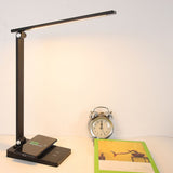 LED Desk Lamp with 3 Levels Brightness Eye Caring Office Reading Lamp Foldable Table Desk Lamp USB Wireless Charging Plug in Version