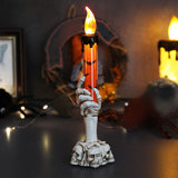 Halloween Skull Candle Holder Light Skeleton Ghost Hand Flameless Candle Lamp Party Bar Decoration Lamp Orange