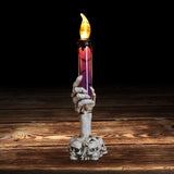 Halloween Skull Candle Holder Light Skeleton Ghost Hand Flameless Candle Lamp Party Bar Decoration Lamp Purple
