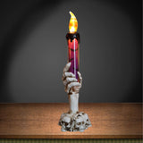Halloween Skull Candle Holder Light Skeleton Ghost Hand Flameless Candle Lamp Party Bar Decoration Lamp Purple