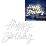 Happy Birthday Letter LED Lights Romantic Neon Light Sign Acrylic Happy Birthday Decoration for Party Bar Cold White