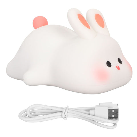 Kawaii Bunny Night Light Soft Silicone Night Light Portable USB Rechargeable Bedside Lamp for Baby Toddler Kids In Australia - Darrahopens